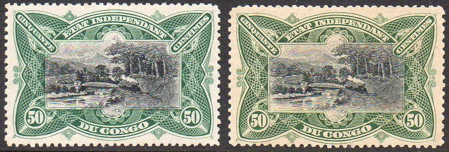 Belgian Congo Belge 50c Mols train on bridge Green